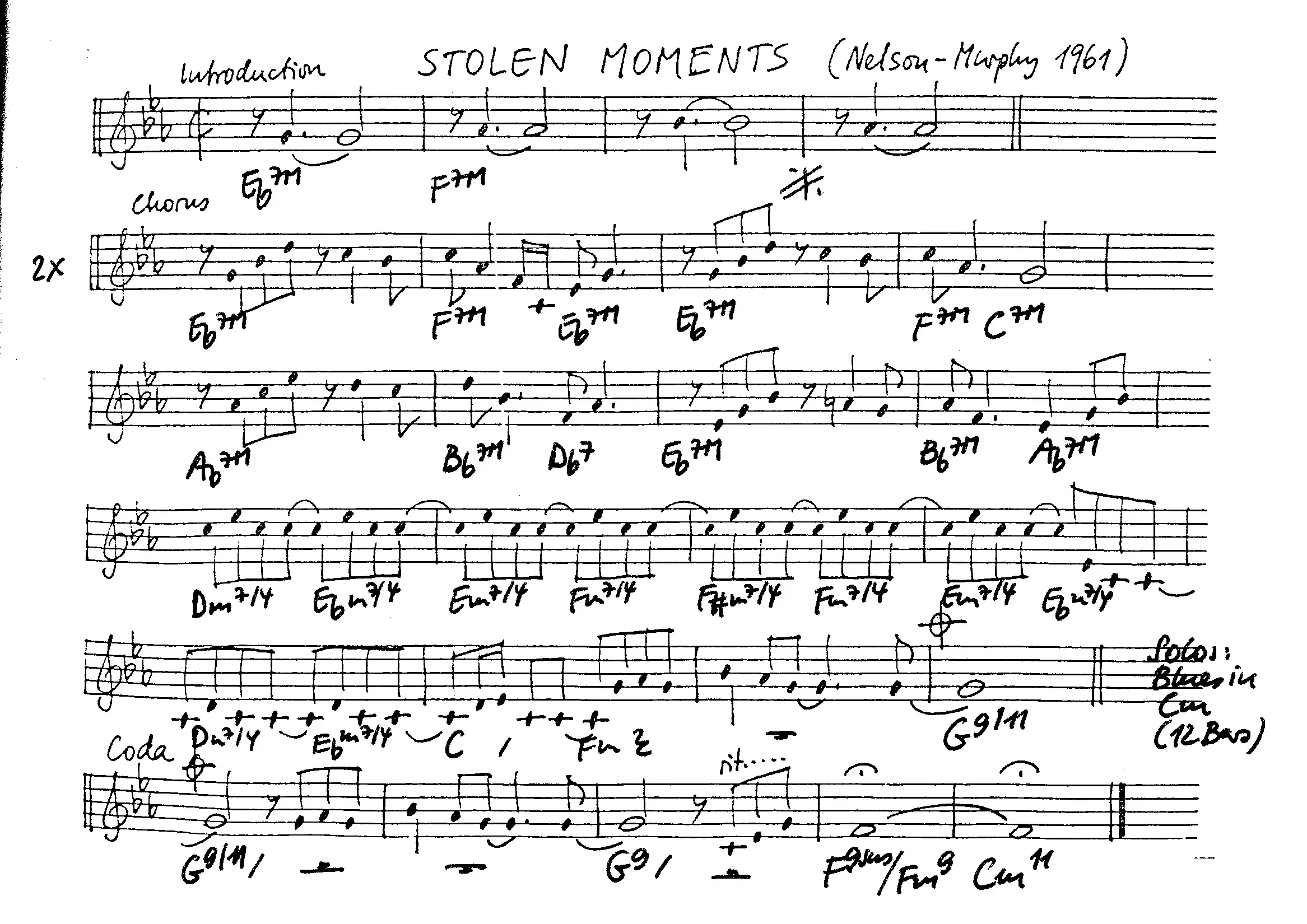 stolen moments free jazz leadsheet - Courtesy of the Jungle Jazz Band
